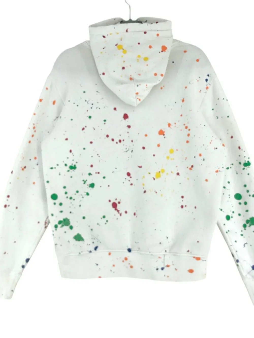 Polo Ralph Lauren Hoodie Men S Paint Splatter Logo White Pullover Pocket BLEMISH